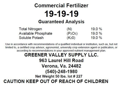 Greener Valley Supply LLC FERTILIZER 19-19-19