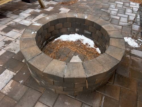 Chaney Enterprises Grotto Hardscape Estate Wall Walnut Fire Pit Round Liner